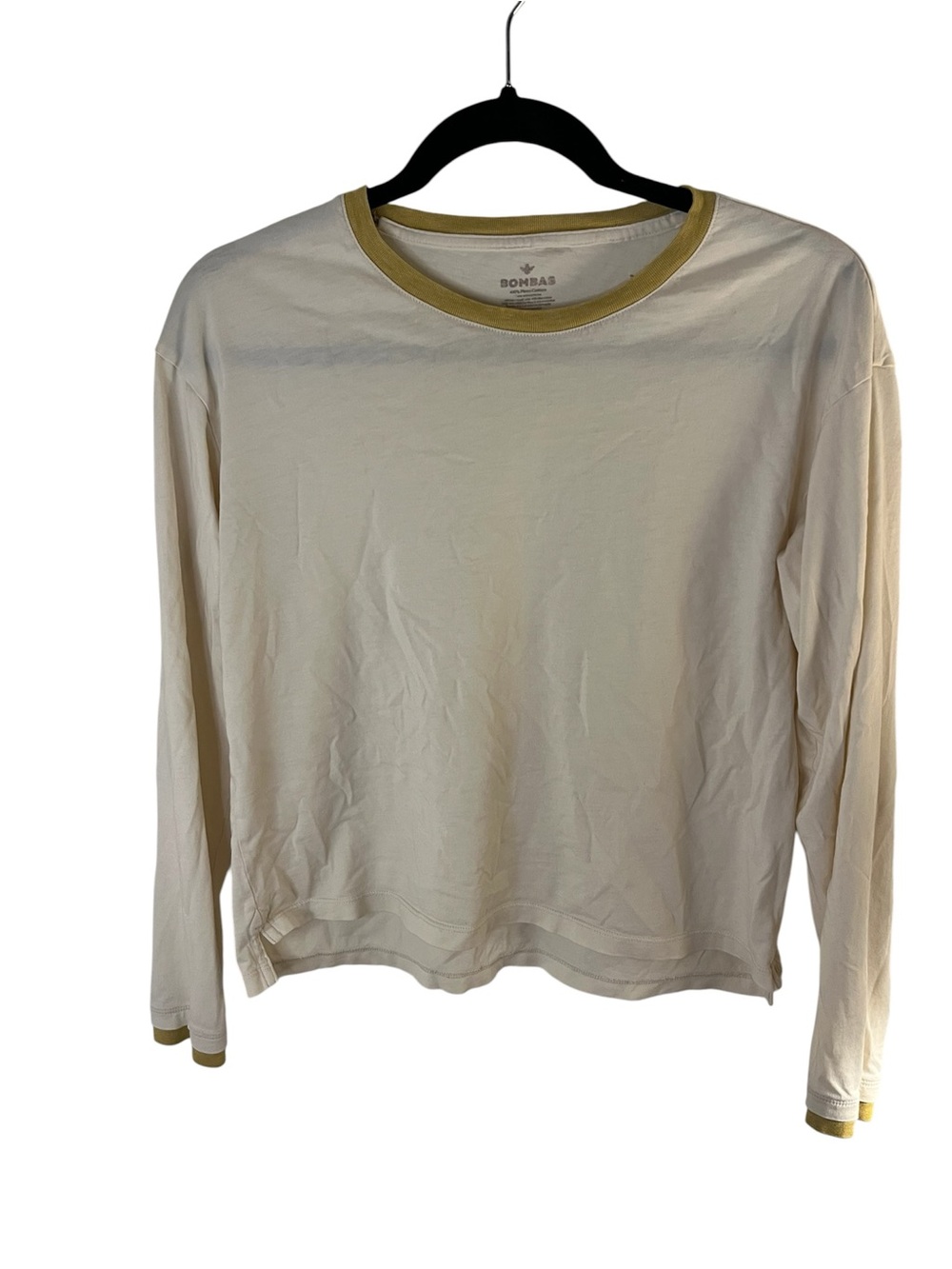 Bombas Cotton Cream Tee with Yellow Trim